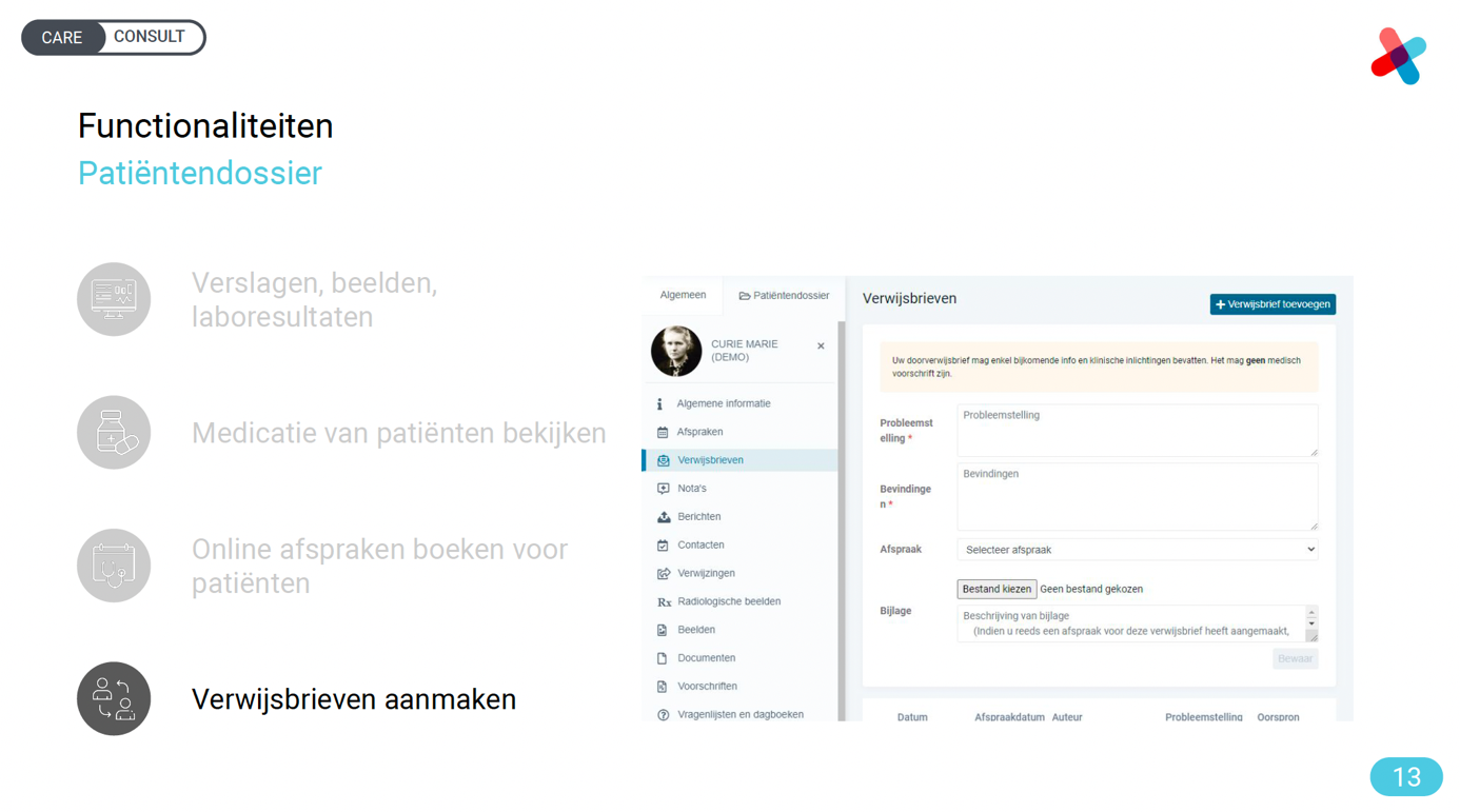nexuzhealth consult functionaliteiten patiëntendossier verwijsbrieven aanmaken