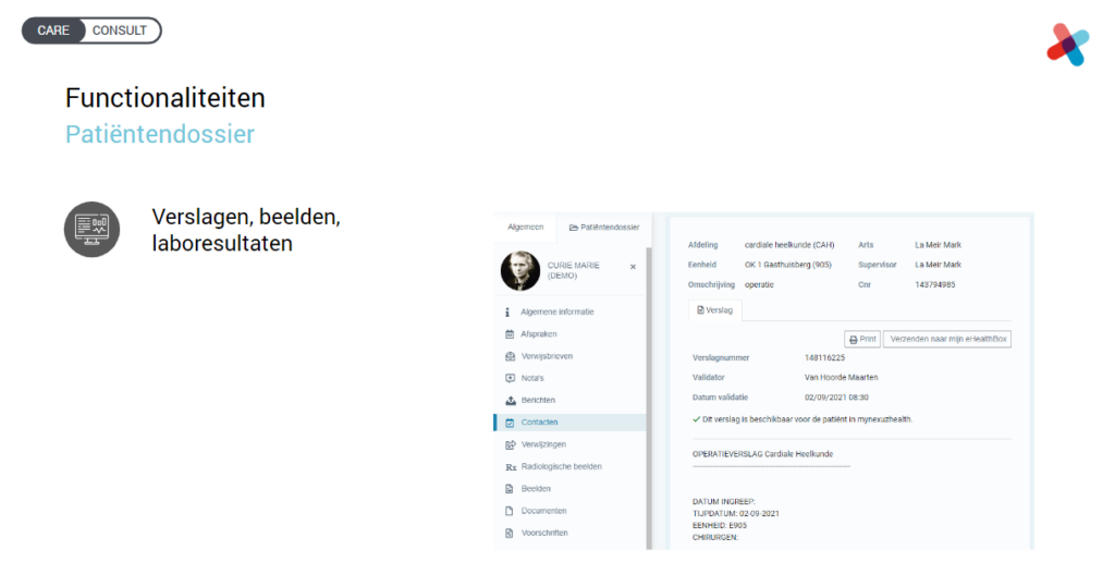 nexuzhealth consult functionaliteiten verslagen beelden en laboresultaten