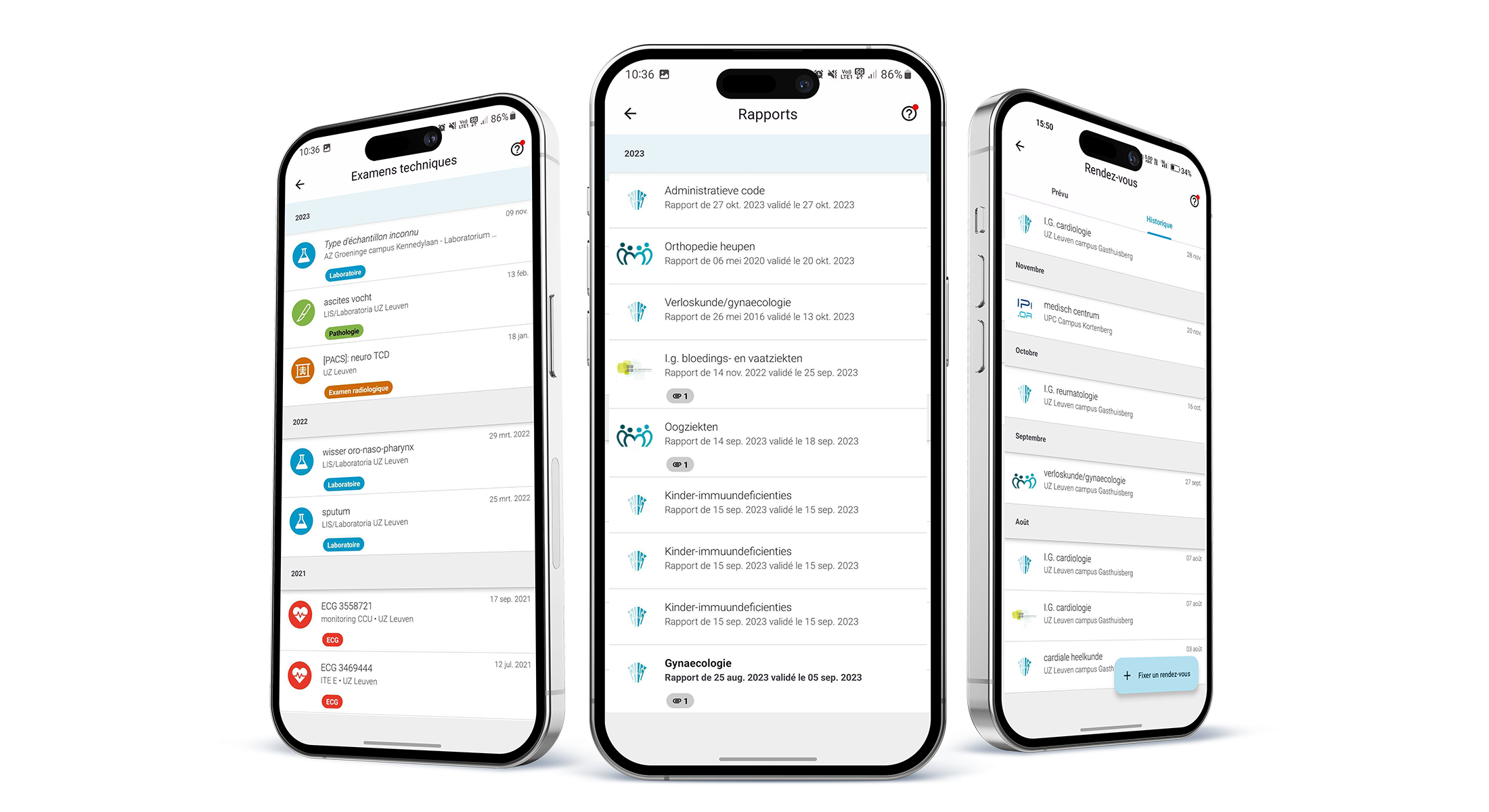 mynexuzhealth - overzicht functionaliteiten app FR