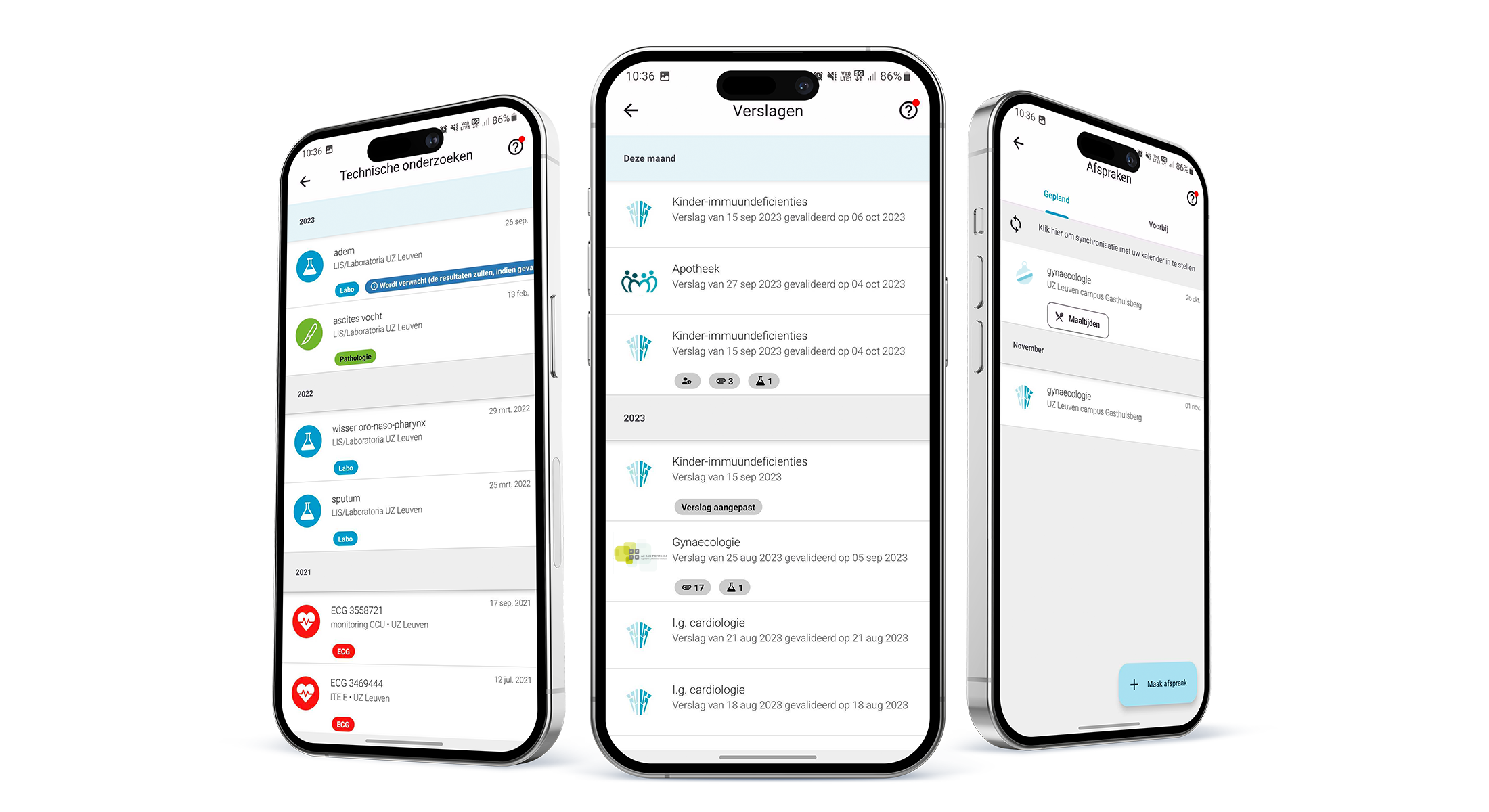 mynexuzhealth - overzicht functionaliteiten app